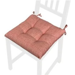 EMMEVI Coussin Pour Chaise Doux Universel Lacets De Fixation Lavable Couleur Pastel Unie - Rouge