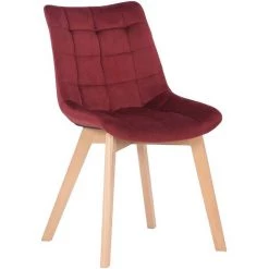 CLP Lot De 2 Chaises De Salle à Manger Passaic Velours Avec Pieds En Bois De Hêtre Rouge 8 CLP Lot De 2 Chaises De Salle à Manger Passaic Velours Avec Pieds En Bois De Hêtre Rouge -banc et tabouret Soldes Boutique 55041389 2