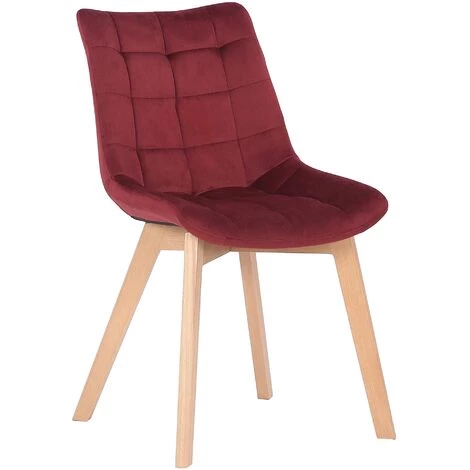 CLP Lot De 2 Chaises De Salle à Manger Passaic Velours Avec Pieds En Bois De Hêtre Rouge 4 CLP Lot De 2 Chaises De Salle à Manger Passaic Velours Avec Pieds En Bois De Hêtre Rouge – Image 2