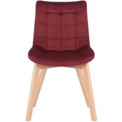 CLP Lot De 2 Chaises De Salle à Manger Passaic Velours Avec Pieds En Bois De Hêtre Rouge 9 CLP Lot De 2 Chaises De Salle à Manger Passaic Velours Avec Pieds En Bois De Hêtre Rouge -banc et tabouret Soldes Boutique 55041389 3
