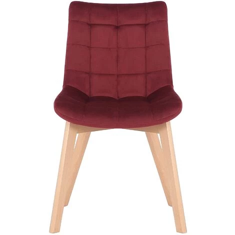 CLP Lot De 2 Chaises De Salle à Manger Passaic Velours Avec Pieds En Bois De Hêtre Rouge 5 CLP Lot De 2 Chaises De Salle à Manger Passaic Velours Avec Pieds En Bois De Hêtre Rouge – Image 3