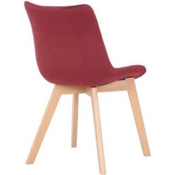 CLP Lot De 2 Chaises De Salle à Manger Passaic Velours Avec Pieds En Bois De Hêtre Rouge 11 CLP Lot De 2 Chaises De Salle à Manger Passaic Velours Avec Pieds En Bois De Hêtre Rouge -banc et tabouret Soldes Boutique 55041389 5