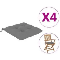 TALKEACH Coussins De Chaise 4 Pcs Gris 40x40x7 Cm Tissu