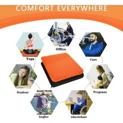 Coussin De Siège En Gel Respirant Avec Revêtement Antidérapant Pour Aider à Soulager Les Maux De Dos, Utilisé Dans Les Voitures, Les Bureaux, Les Fauteuils Roulants, Betterlife (Orange) -banc et tabouret Soldes Boutique 55240425 5