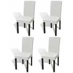 Housse De Chaise Droite Extensible 4 Pcs Crème FUiENKO