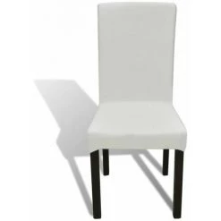 Housse De Chaise Droite Extensible 4 Pcs Crème FUiENKO -banc et tabouret Soldes Boutique 55390545 4