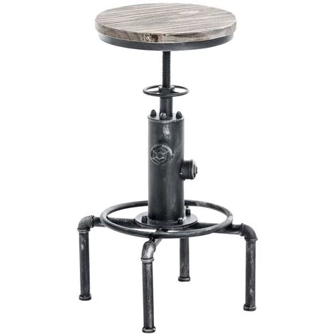 CLP Lot De 2 Tabourets De Bar Lumos Avec Assise En Bois Style Industriel Antique Argenté 4 CLP Lot De 2 Tabourets De Bar Lumos Avec Assise En Bois Style Industriel Antique Argenté – Image 2