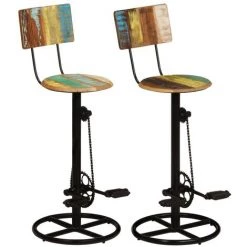 VidaXL Tabourets De Bar 2 Pcs Bois De Récupération Massif - Multicolore