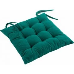1001KDO POUR LA MAISON Coussin De Chaise Coton Recycle Grand Mistral Emeraude