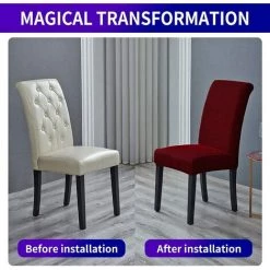 BENOBBY KIDS Housse De Chaise élastique De Salle à Manger 2 Pièces, Housse De Chaise De Salle à Manger Amovible Et Lavable, Housse De Chaise De Salle à Manger, Parfaite Pour La Décoration De La Maison Et Des Banquets (Dahlia Rouge, Lot De 2) -banc et tabouret Soldes Boutique 55512892 5