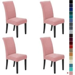 BENOBBY KIDS Lot De 4 Housses élastiques Pour Chaise De Salle à Manger, Housse De Chaise De Salle à Manger Amovible Et Lavable, Housse De Chaise De Salle à Manger, Parfaite Pour La Décoration Intérieure Et Les Banquets (gris Rose, Lot De 4) -banc et tabouret Soldes Boutique 55513250 2
