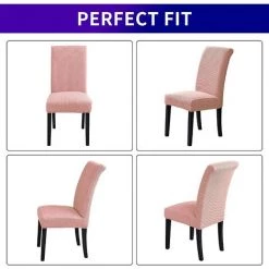 BENOBBY KIDS Lot De 4 Housses élastiques Pour Chaise De Salle à Manger, Housse De Chaise De Salle à Manger Amovible Et Lavable, Housse De Chaise De Salle à Manger, Parfaite Pour La Décoration Intérieure Et Les Banquets (gris Rose, Lot De 4) -banc et tabouret Soldes Boutique 55513250 5