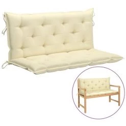Hommoo Coussin De Balancelle Blanc Creme 120 Cm Tissu
