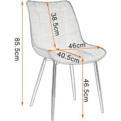WOLTU 6 X Chaise De Salle à Manger. Chaise De Cuisine. Assise Rembourrée Lin épais. Pieds En Métal. Noir -banc et tabouret Soldes Boutique 55869006 3