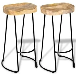 VidaXL Tabourets De Bar 2 Pcs Bois De Manguier Massif - Multicolore