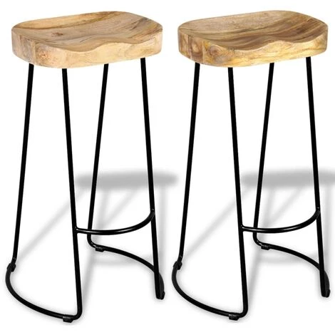 VidaXL Tabourets De Bar 2 Pcs Bois De Manguier Massif - Multicolore 7 VidaXL Tabourets De Bar 2 Pcs Bois De Manguier Massif - Multicolore – Image 5