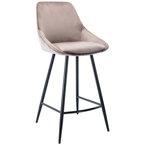 VENTE-UNIQUE.COM Lot De 2 Tabourets De Bar - Velours - Taupe - MASURIE - Taupe 6 VENTE-UNIQUE.COM Lot De 2 Tabourets De Bar - Velours - Taupe - MASURIE - Taupe – Image 4