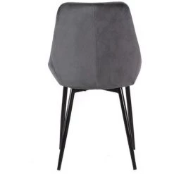 VENTE-UNIQUE.COM Lot De 2 Chaises - Velours Et Métal Noir - Anthracite - MASURIE - Gris Anthracite -banc et tabouret Soldes Boutique 55881932 5