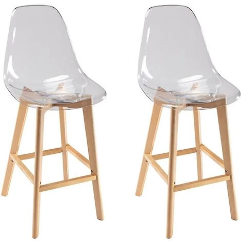 VENTE-UNIQUE.COM Lot De 2 Tabourets AUDRA - Polycarbonate Et Hêtre - Transparent - Transparent 3 VENTE-UNIQUE.COM Lot De 2 Tabourets AUDRA - Polycarbonate Et Hêtre - Transparent - Transparent