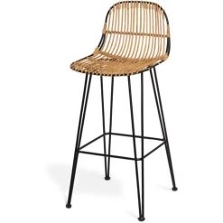 VENTE-UNIQUE.COM Lot De 2 Tabourets De Bar NASURA - Rotin - Naturel - Naturel Clair -banc et tabouret Soldes Boutique 55883972 3