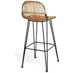 VENTE-UNIQUE.COM Lot De 2 Tabourets De Bar NASURA - Rotin - Naturel - Naturel Clair -banc et tabouret Soldes Boutique 55883972 5