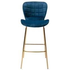VENTE-UNIQUE.COM Lot De 2 Tabourets TANARO - Velours Et Métal - Bleu - Bleu Roi -banc et tabouret Soldes Boutique 55885094 3