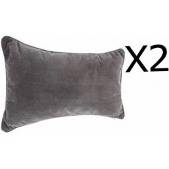 Lot De 2 Coussins Rectangulaires En 100% Polyester, Coloris Gris Foncé - Dimensions : L.50 X L.30 Cm FUIENKO