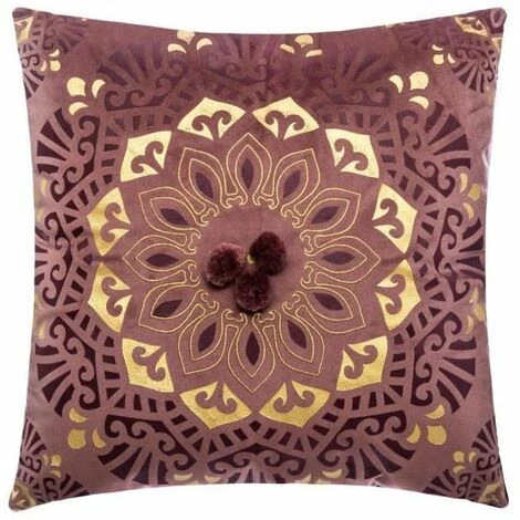 Coussin Détachable En Velours Rose Avec Broderies Dorées Et Pompons 40 X 40 Cm Gris-rose FUIENKO 3 Coussin Détachable En Velours Rose Avec Broderies Dorées Et Pompons 40 X 40 Cm Gris-rose FUIENKO