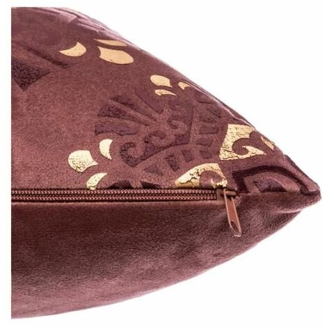 Coussin Détachable En Velours Rose Avec Broderies Dorées Et Pompons 40 X 40 Cm Gris-rose FUIENKO 5 Coussin Détachable En Velours Rose Avec Broderies Dorées Et Pompons 40 X 40 Cm Gris-rose FUIENKO – Image 3