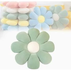 BENOBBY KIDS Joli Coussin De Fleurs, Coussin En Forme De Fleur, Oreiller En Forme De Marguerite, Oreiller En Peluche Fleur, Coussin De Sol Pour Chaise, Coussin De Dossier Pour Chambre, Maison, Canapé, Lecture (vert, 21,6 Pouces)