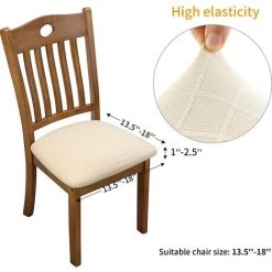BENOBBY KIDS Lot De 4 Housses De Chaise En Jacquard Extensible, Housse De Coussin De Siège De Salle à Manger Amovible, Lavable Et Anti-poussière (4, Beige) -banc et tabouret Soldes Boutique 56069820 3