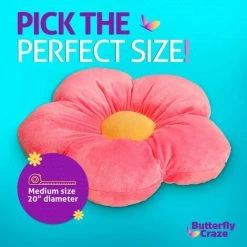 BENOBBY KIDS Coussin De Sol à Fleurs Roses - Adorable Décoration De Chambre Pour Filles, Adolescents Et Tout-petits - Oreiller à Fleurs Pour Lire Et Se Reposer Pour Les Enfants - Diamètre Moyen 20" -banc et tabouret Soldes Boutique 56070510 2