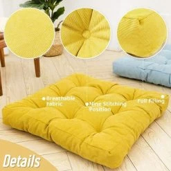BENOBBY KIDS Oreiller De Sol, Oreiller De Méditation Carré Pour Sol Solide Épais Coussin Tufté Tapis De Méditation Yoga Salon Canapé Balcon Extérieur, Jaune, 50 X 50 Cm -banc et tabouret Soldes Boutique 56070858 3