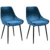 VENTE-UNIQUE.COM Lot De 2 Chaises - Velours Et Métal Noir - Bleu Nuit - MASURIE - Bleu Nuit -banc et tabouret Soldes Boutique 56074570 1