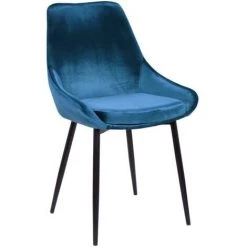 VENTE-UNIQUE.COM Lot De 2 Chaises - Velours Et Métal Noir - Bleu Nuit - MASURIE - Bleu Nuit -banc et tabouret Soldes Boutique 56074570 3
