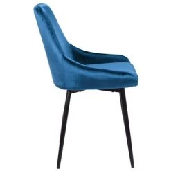 VENTE-UNIQUE.COM Lot De 2 Chaises - Velours Et Métal Noir - Bleu Nuit - MASURIE - Bleu Nuit -banc et tabouret Soldes Boutique 56074570 4