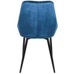VENTE-UNIQUE.COM Lot De 2 Chaises - Velours Et Métal Noir - Bleu Nuit - MASURIE - Bleu Nuit -banc et tabouret Soldes Boutique 56074570 5
