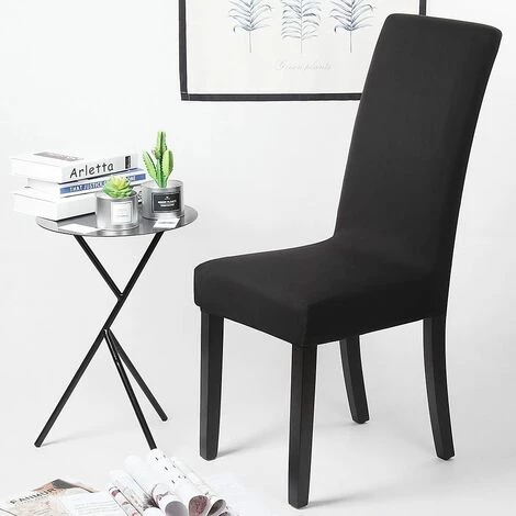 PERLE RARE Housse De Chaise Décor 4 Pièces Housse De Chaise Stretch-Housse Couverture De Chaise De Matériau Spandex élastique Pour Un Ajustement Universel, Très Facile à Nettoyer Et Durable (Paquet De 4, Noir) 4 PERLE RARE Housse De Chaise Décor 4 Pièces Housse De Chaise Stretch-Housse Couverture De Chaise De Matériau Spandex élastique Pour Un Ajustement Universel, Très Facile à Nettoyer Et Durable (Paquet De 4, Noir) – Image 2