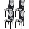 PERLE RARE Housse De Chaise Élastique Extensible Chaise Décor Salle à Manger Maison Hôtel Mariage Réunion (Feuille De Palmier Gris,4)