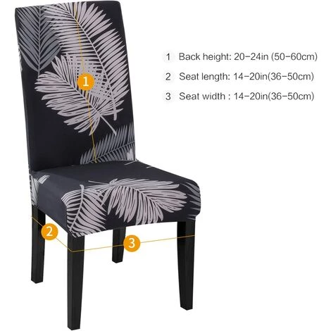 PERLE RARE Housse De Chaise Élastique Extensible Chaise Décor Salle à Manger Maison Hôtel Mariage Réunion (Feuille De Palmier Gris,4) 5 PERLE RARE Housse De Chaise Élastique Extensible Chaise Décor Salle à Manger Maison Hôtel Mariage Réunion (Feuille De Palmier Gris,4) – Image 3