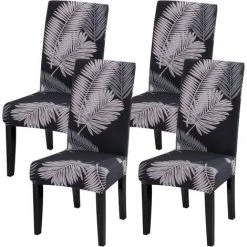PERLE RARE Housse De Chaise Élastique Extensible Chaise Décor Salle à Manger Maison Hôtel Mariage Réunion (Feuille De Palmier Gris,4) 11 PERLE RARE Housse De Chaise Élastique Extensible Chaise Décor Salle à Manger Maison Hôtel Mariage Réunion (Feuille De Palmier Gris,4) -banc et tabouret Soldes Boutique 56095816 5