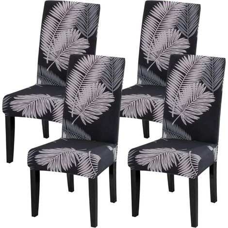 PERLE RARE Housse De Chaise Élastique Extensible Chaise Décor Salle à Manger Maison Hôtel Mariage Réunion (Feuille De Palmier Gris,4) 7 PERLE RARE Housse De Chaise Élastique Extensible Chaise Décor Salle à Manger Maison Hôtel Mariage Réunion (Feuille De Palmier Gris,4) – Image 5
