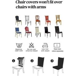 PERLE RARE Housse De Chaise De Salle A Manger 4 Pcs Chaise Housse De Protection, Couvre-siège élastique De Protecteur De Chaise Pour La Décoration De Fête De Banquet De Mariage (Gris ,4 Pièces) -banc et tabouret Soldes Boutique 56095823 3