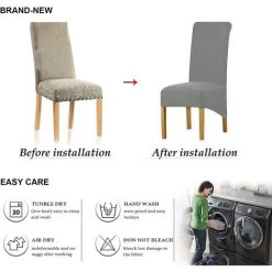 PERLE RARE Housse De Chaise De Salle A Manger 4 Pcs Chaise Housse De Protection, Couvre-siège élastique De Protecteur De Chaise Pour La Décoration De Fête De Banquet De Mariage (Gris ,4 Pièces) -banc et tabouret Soldes Boutique 56095823 4