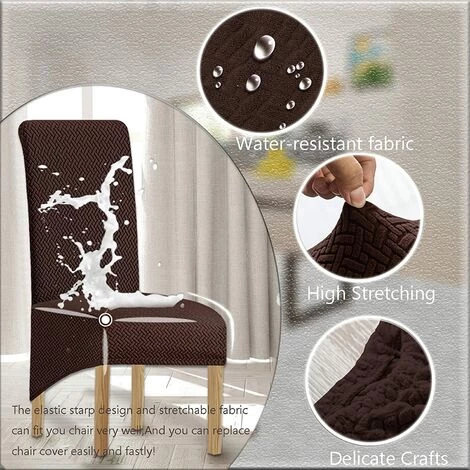 PERLE RARE Grande Étanche Housse De Chaise De Salle à Manger Jacquard Extensible(Café Noir,2 Pièces) 5 PERLE RARE Grande Étanche Housse De Chaise De Salle à Manger Jacquard Extensible(Café Noir,2 Pièces) – Image 3