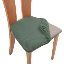 PERLE RARE Housses De Siège De Chaise,Siège De Chaise Couvre 4 Pièces Housse De Salle à Manger Spandex Amovible Salle à Manger Stretch Couverture De Chaise(4 Pièces,Cyan) -banc et tabouret Soldes Boutique 56095830 3