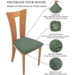 PERLE RARE Housses De Siège De Chaise,Siège De Chaise Couvre 4 Pièces Housse De Salle à Manger Spandex Amovible Salle à Manger Stretch Couverture De Chaise(4 Pièces,Cyan) -banc et tabouret Soldes Boutique 56095830 4