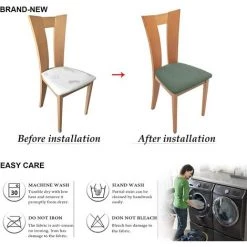 PERLE RARE Housses De Siège De Chaise,Siège De Chaise Couvre 4 Pièces Housse De Salle à Manger Spandex Amovible Salle à Manger Stretch Couverture De Chaise(4 Pièces,Cyan) -banc et tabouret Soldes Boutique 56095830 5