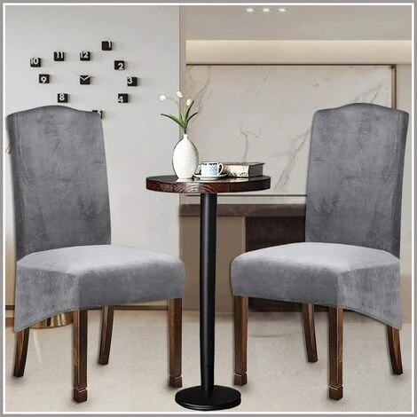 PERLE RARE Extensibles Housses De Chaise En Pour Chaises De Salle à Manger, Grande Chaises Hautes En Spandex, Housses De Protection Avec élastique(gris, Set Of 2) 7 PERLE RARE Extensibles Housses De Chaise En Pour Chaises De Salle à Manger, Grande Chaises Hautes En Spandex, Housses De Protection Avec élastique(gris, Set Of 2) – Image 5