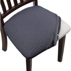 PERLE RARE Housse Assise Chaise Elastique Jacquard Extensible Housse De Chaise Gaufrée Pour Salle à Manger (Gris,6)